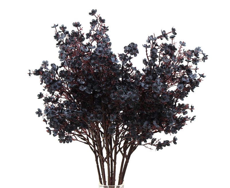 JAKY Global JAKY-Global Babys Breath Fabric Cloth Artificial Flowers 6 Bundle European Fake Silk Plants Decor Wedding Party Decoration Bouquets Real Touch DIY Home Garden (Black-6pcs) - Image 3